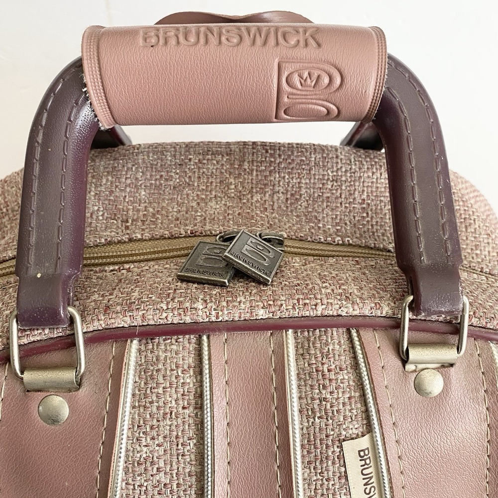 Vtg Brunswick Bowling Bag Retro Single Ball Rack Lavender Textile Inserts - Picture 2 of 13